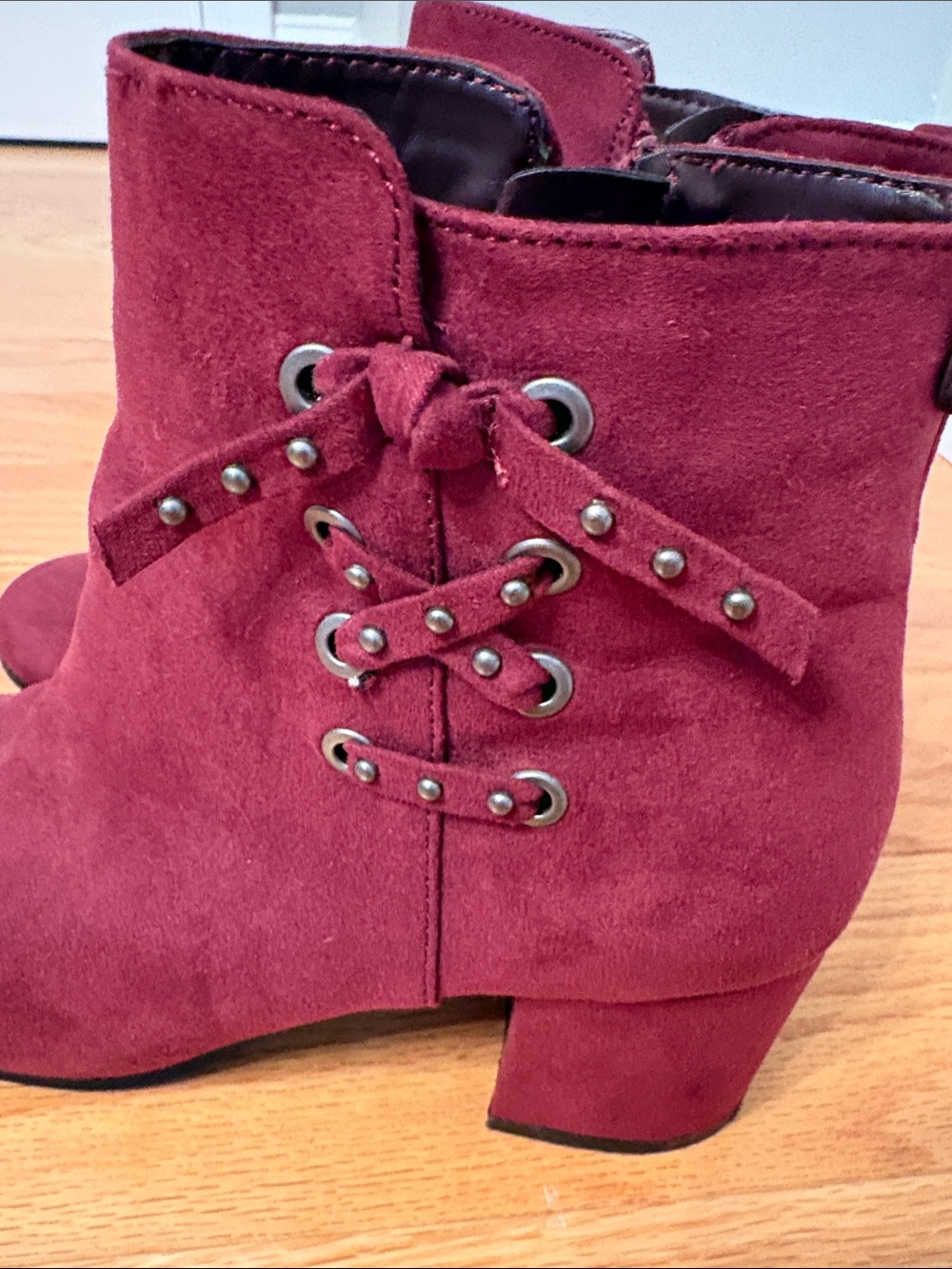 Circus by Sam Edelman Wine Suede Lace-Accent Ankle Boots
